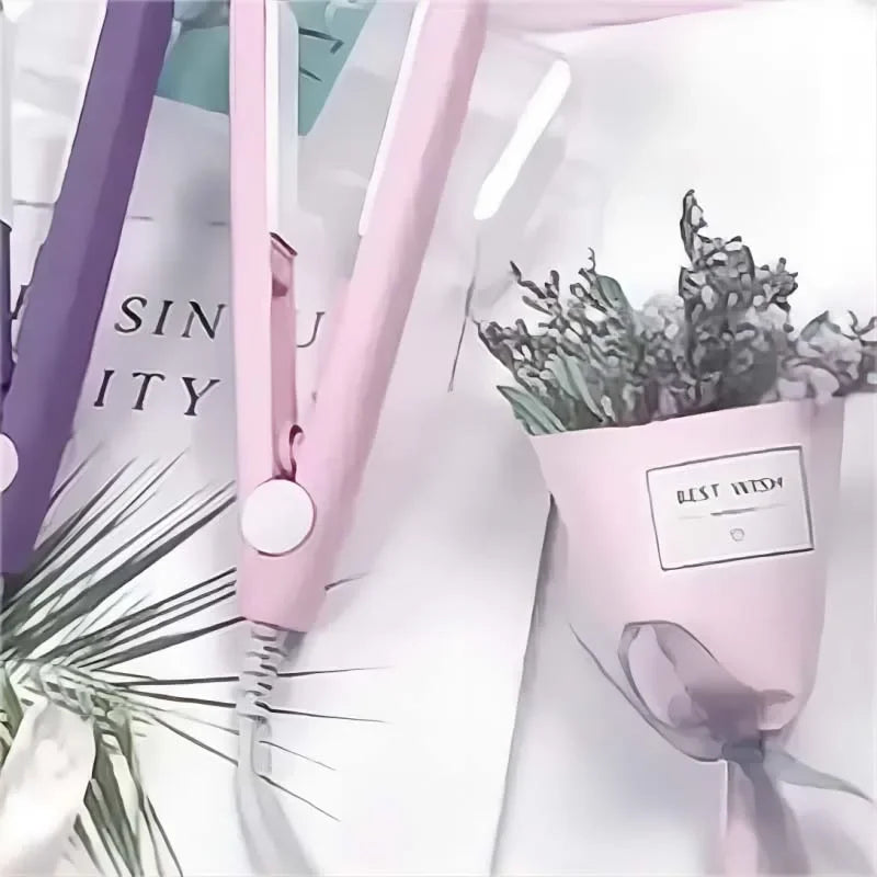 Mini Hair Straightener Clipboard Small Power Plug Curling Hair Straight Hair Girls Air Bangs Portable Hair Straightener