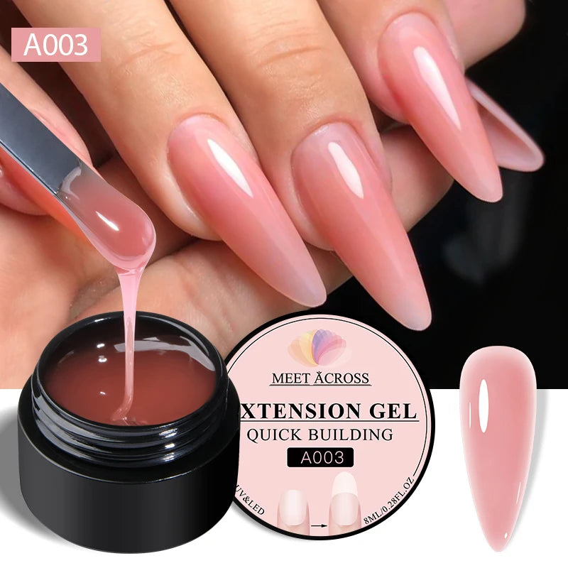 MEET ACROSS 8ml Milk White Quick Extension Gel Nail Polish Vernis Semi Permanent Soak Off Nail Art UV Gel LED Varnish Nails