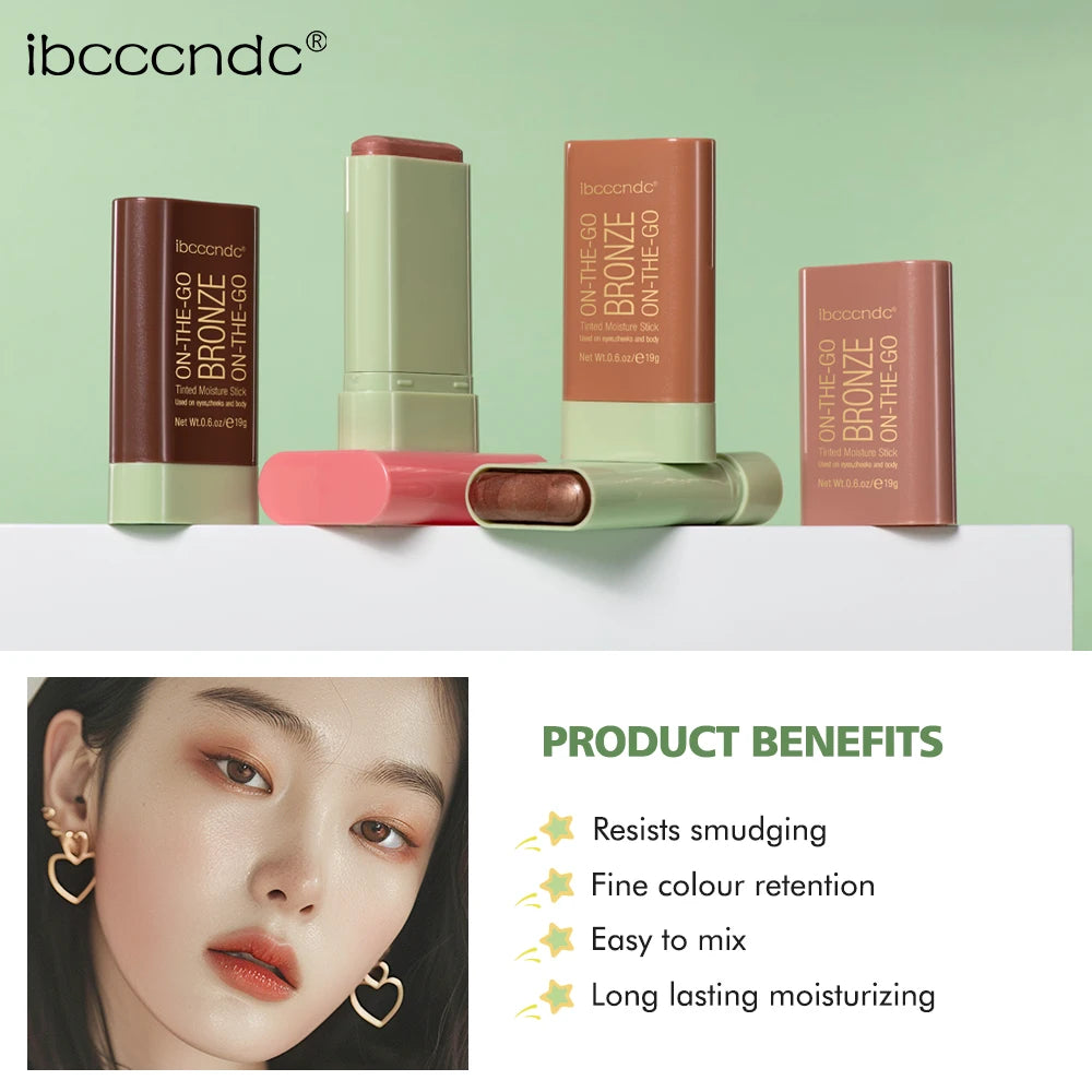 Peach Korean Makeup Contour Body Glitter Highlighter for Face Shading Stick Blush Blush Bronzer Cosmetics Blusher Powder Red