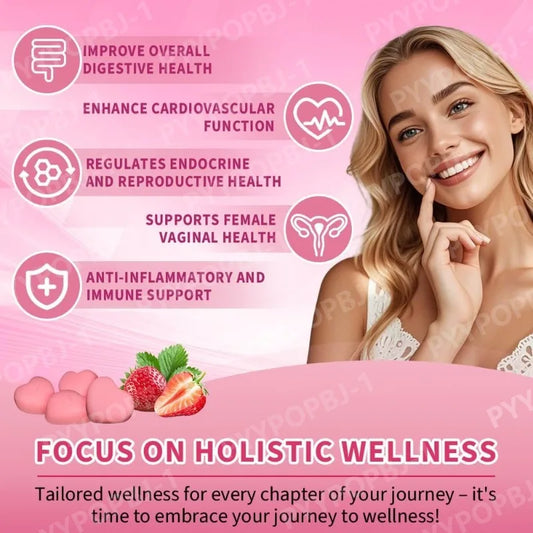 Strawberry Flavor Heart-shaped Pheromone Gummies for Women's Health Feminine Balance Gummies Daily Nutrient Support 60 Gummies