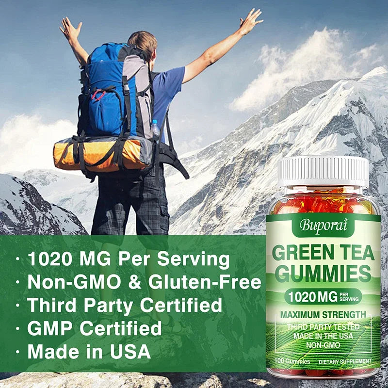 Green Tea Gummies - Belly Fat Burning, Metabolism Boosting, Appetite Suppression, Weight Management