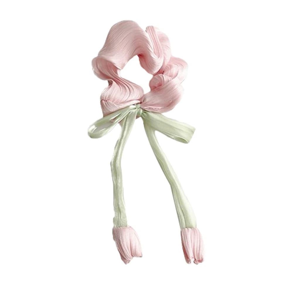 Women Girls Cute Hair Bands Korea Preppy Style Hair Ties Elegant Tulip Scrunchie Ponytail Holder Bow Chouchou Hair Accessories
