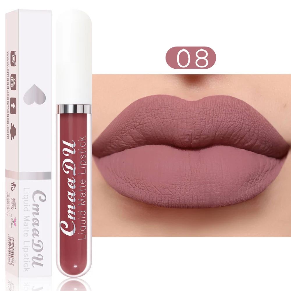 CmaaDu 1 Pcs Matte Lip Gloss Liquid Lipstick- Lip Stains with Long-Lasting Waterproof, Adult Age Range, Red Tones Easy to Color