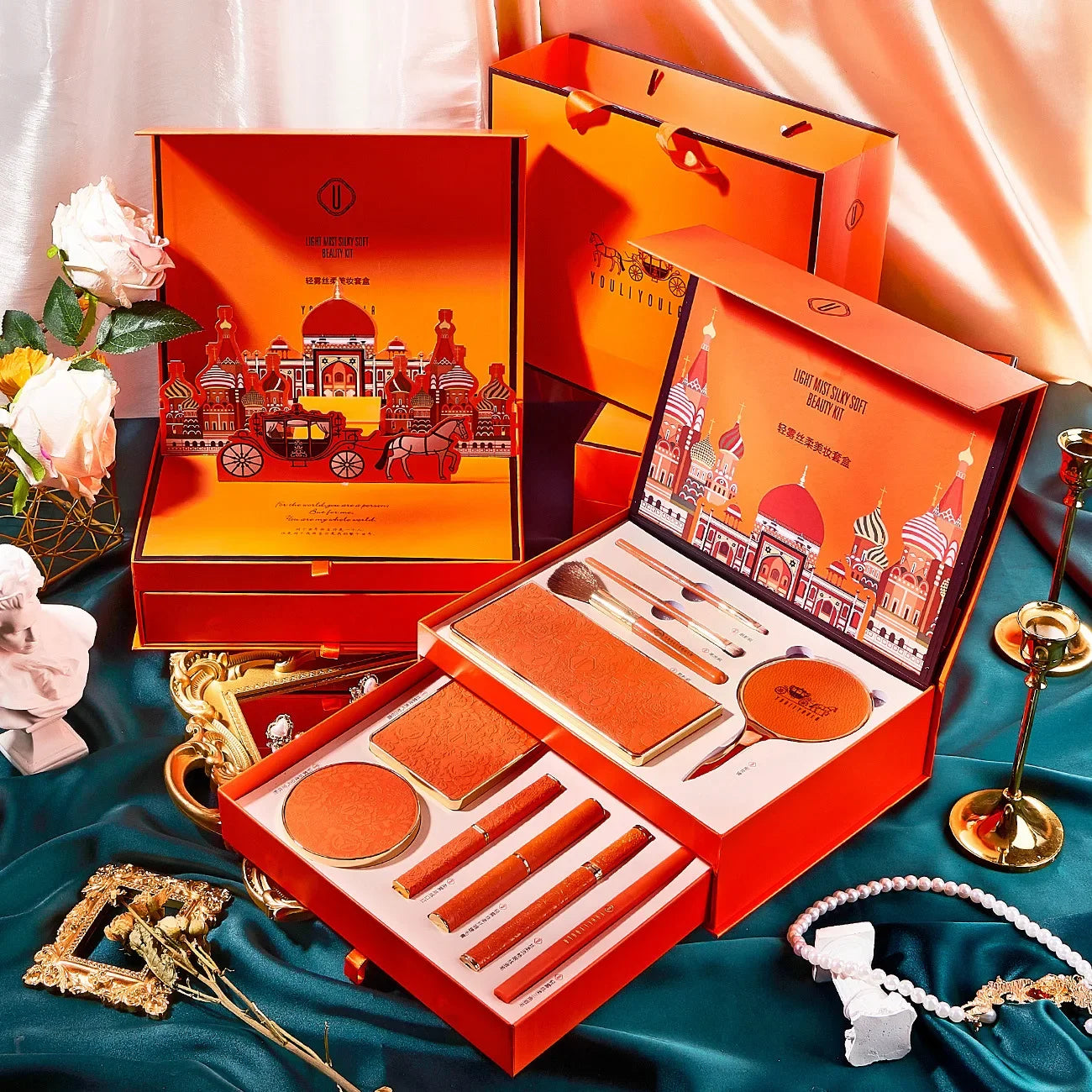 Christmas Makeup Set Gift Box BB Cream Lipstick Eyeliner Eyeshadow Eyebrow Pencil Beauty Makeup Cosmetics Holiday Gift