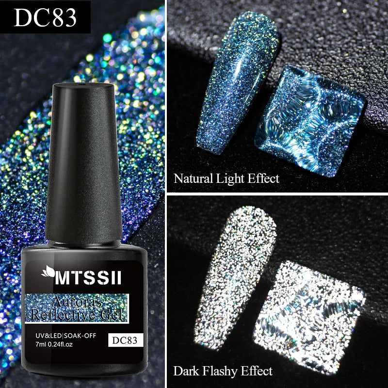 Mtssii 7ml Reflective Glitter Thermal Gel Nail Polish Color Changing Gel Semi-permanent Nail Art Varnishes Soak Off UV LED Gel
