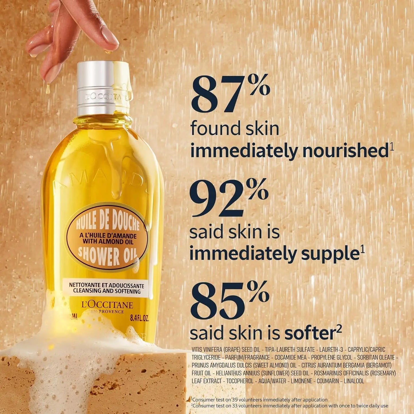 L'Occitane Almond Shower Oil: Cleanses, Softens, Milky Lather, Nourishing & Non-Drying