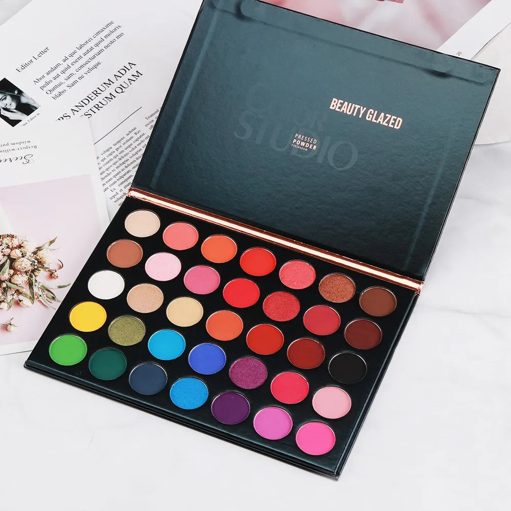 BEAUTY GLAZED Palette Eyeshadow 35 Colors Matte / Shimmer Natural Smokey Glitter Eyeshadow Make Up