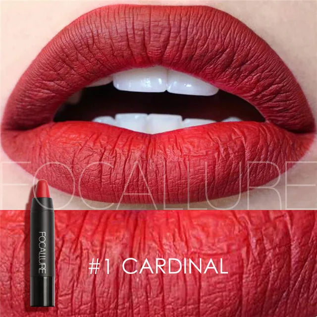 Focallure Matte Lipstick 19 Colors Long-Lasting Waterproof Soft Texture Lipstick Set Red & Nude Shades Cosmetic Glam Batom