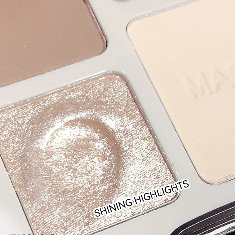 MAFFICK 4-Color Contour Palette:Matte Brightener, and Shimmer Highlight-Versatile Multi-Use Palette for Eye Shadow, Contouring,