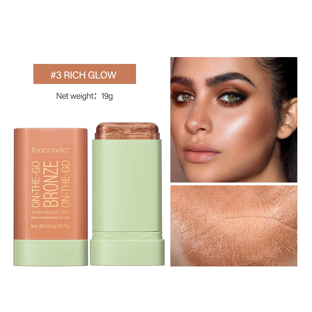 Peach Korean Makeup Contour Body Glitter Highlighter for Face Shading Stick Blush Blush Bronzer Cosmetics Blusher Powder Red