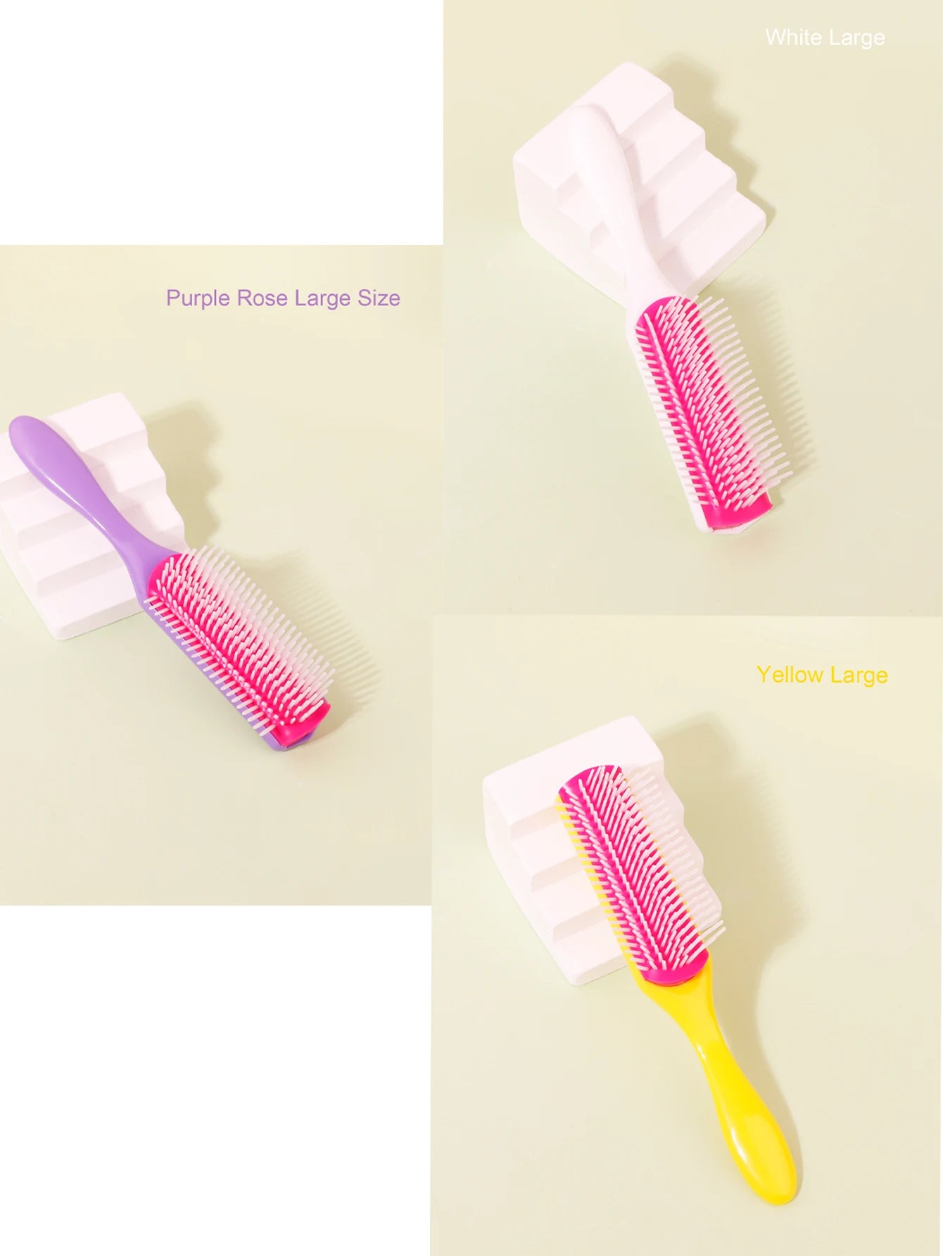 1pcs 9-row wrinkle removal massage curly hair brush, detachable 9-row comb plastic wet hair brush