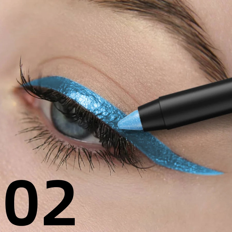 10-color 1pc colorful eyeliner pen,high pigmented waterproof pearly shimmer metallic smokey punk gothic style eyeliner makeup