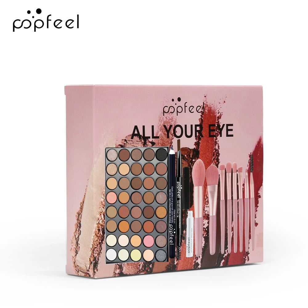 40 Colors Eyeshadow Palette Set, Eyebrow Pencil Eyeliner Pen Mascara With A Set Of Makeup Brushes Eye Cosmetics