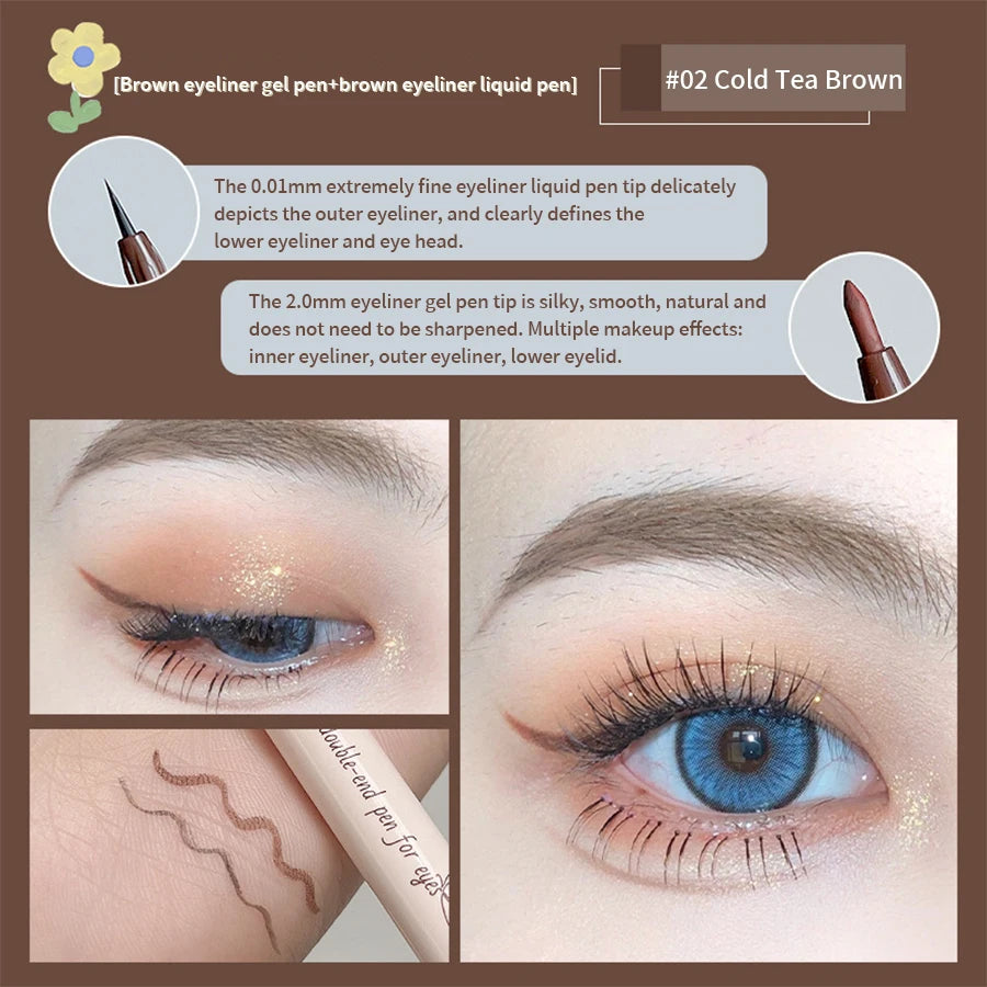 Eyeliner Double Head Pen For Smooth And Delicate Eye Makeup Quick Drying Film Forming Waterproof And Sweat Proof Eye Makeup