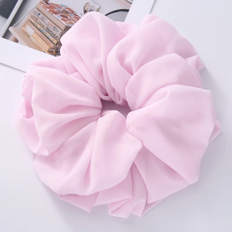 Big Size Chiffon Scrunchies For Muslim Women Custom Elastic Volumizing Oversized Neat stitching Malaysian Bunch Hair Tie