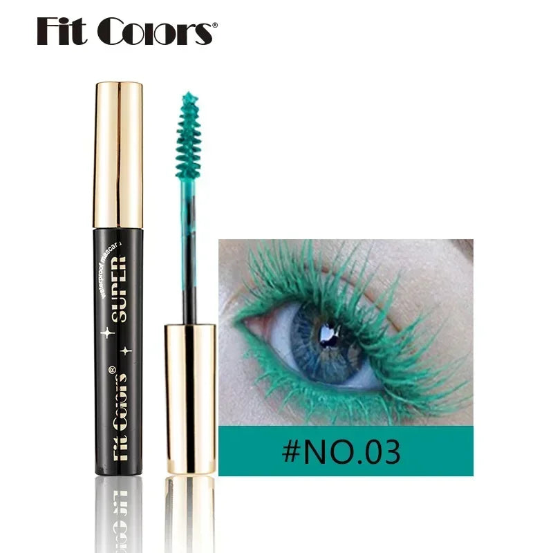Color Mascara 14 Thick Curl Waterproof Non-smudding Natural Long Lasting Blue White Green Pink Black Eye Makeup