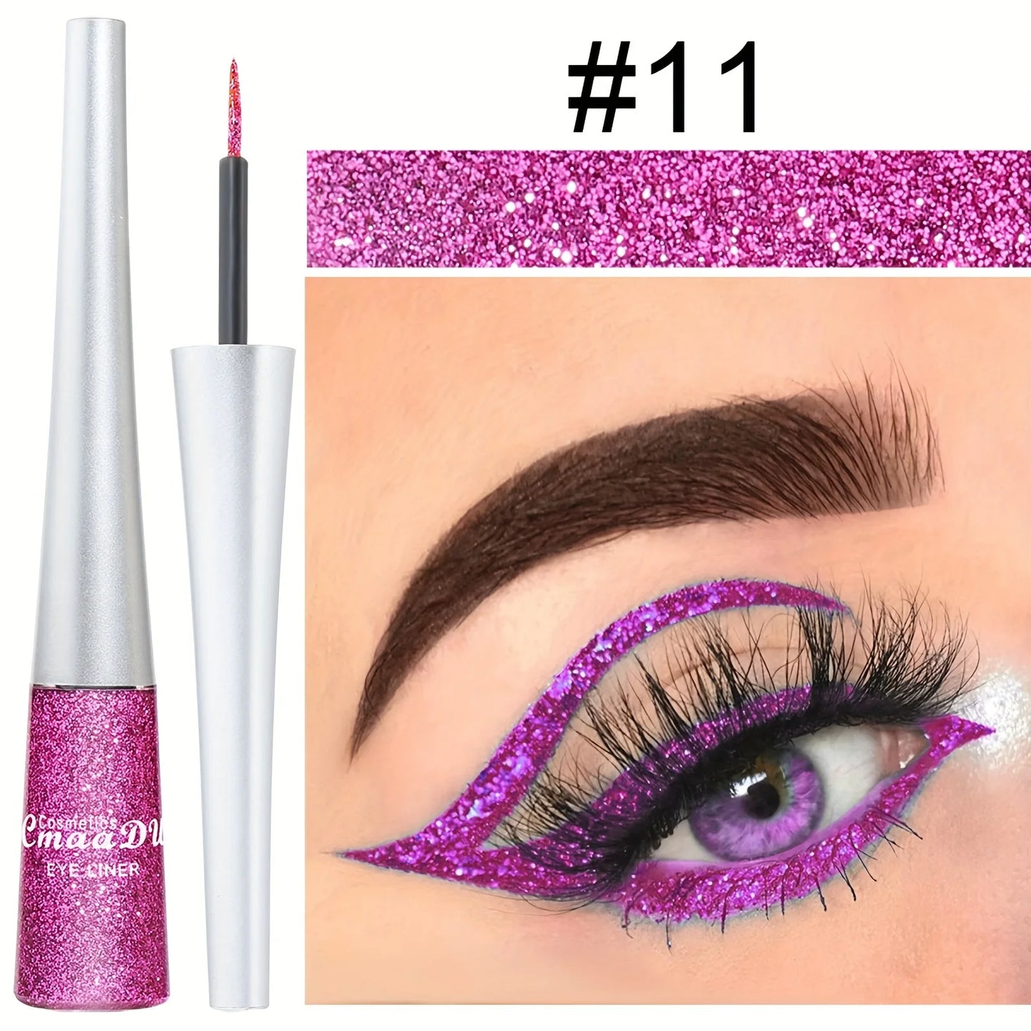 Long-Lasting Liquid Eyeliner Pen - Shimmer in Silvery, Green & Blue | Waterproof, Smudge-Proof Makeup