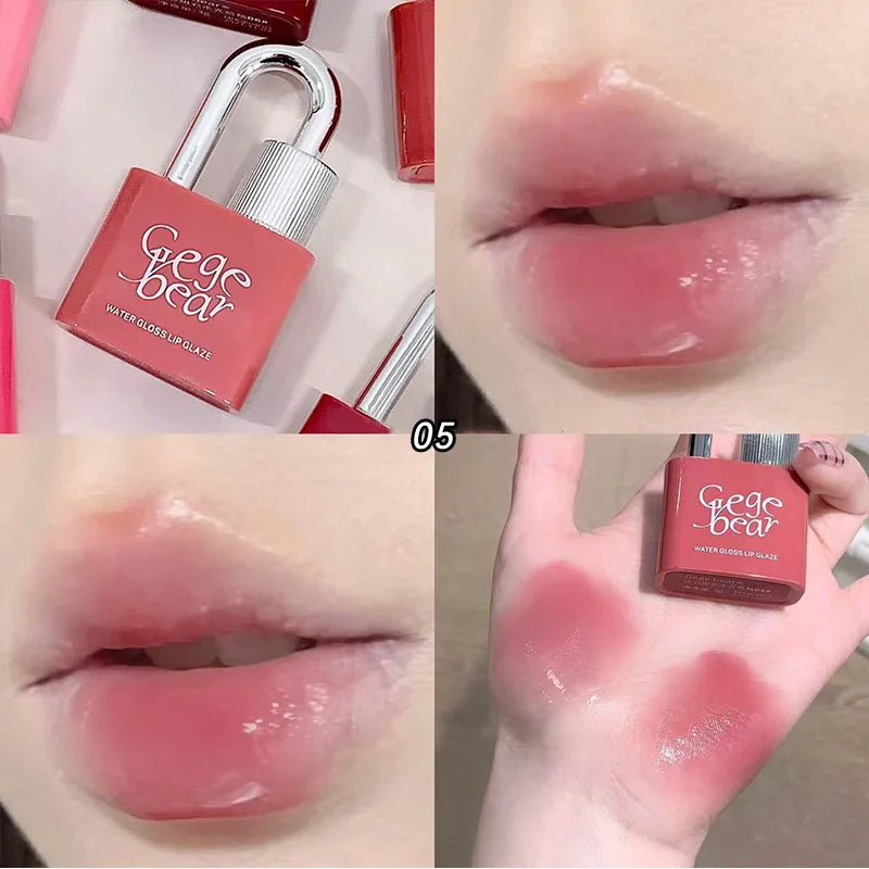 Gege Bear Lockheart Sweet Color Water-Gloss Lip Gloss-Vibrant Colors, Easy to Apply with Long-Lasting Hydration