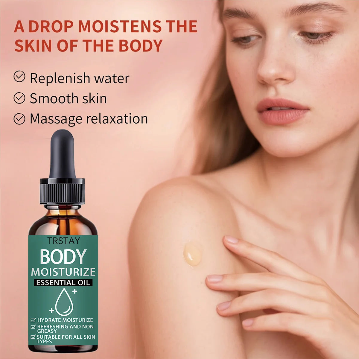 Body moisturizing essential oil is suitable for all skin types for moisturizing, refreshing and non greasy.