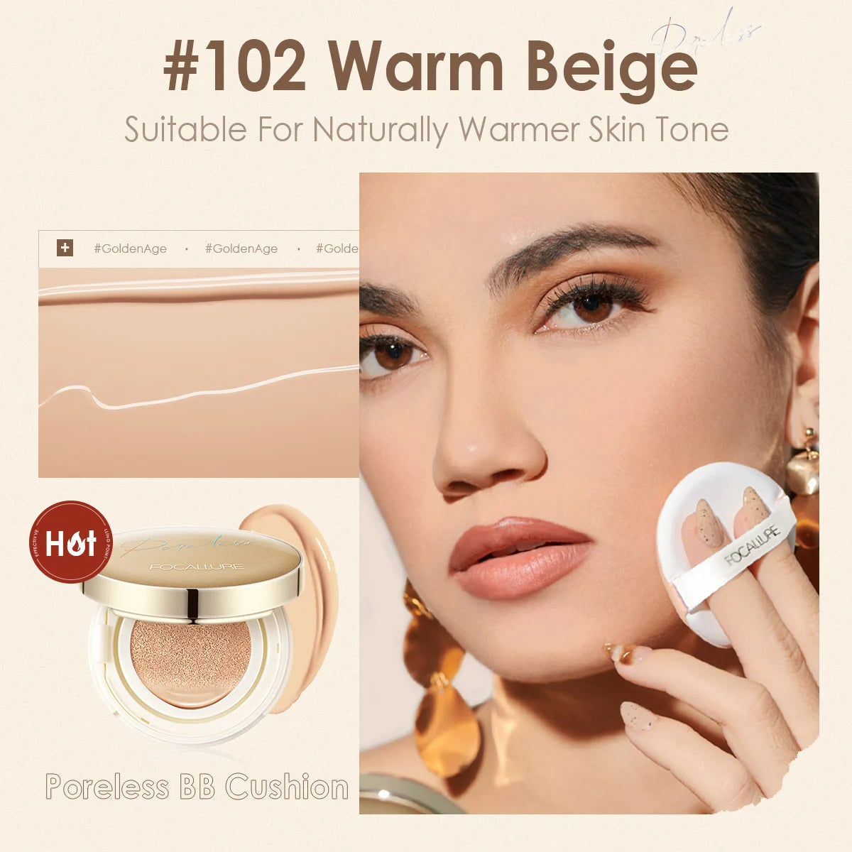 FOCALLURE Waterproof Matte Air Cushion Poreless BB&CC Cream High Coverage Oil-control Soft Face Makeup Foundation Base Cosmetics