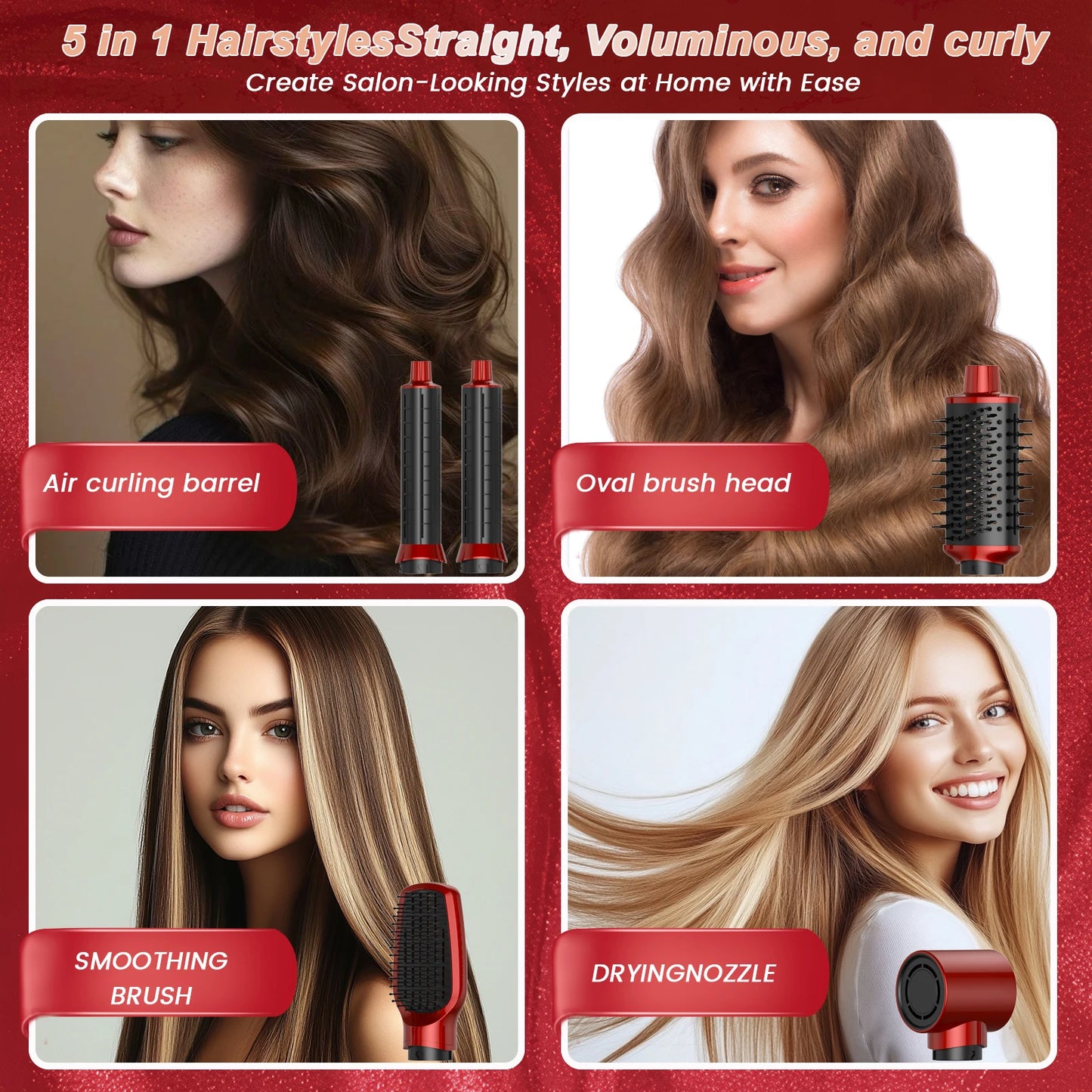5 IN 1 Hair Dryer Multi Style With Hair Brush Curling Iron Hair Straightener Personal Care Styling Tool Electric Hair Dryer Comb
