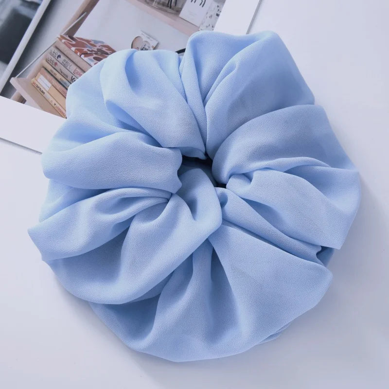 Big Size Chiffon Scrunchies For Muslim Women Custom Elastic Volumizing Oversized Neat stitching Malaysian Bunch Hair Tie