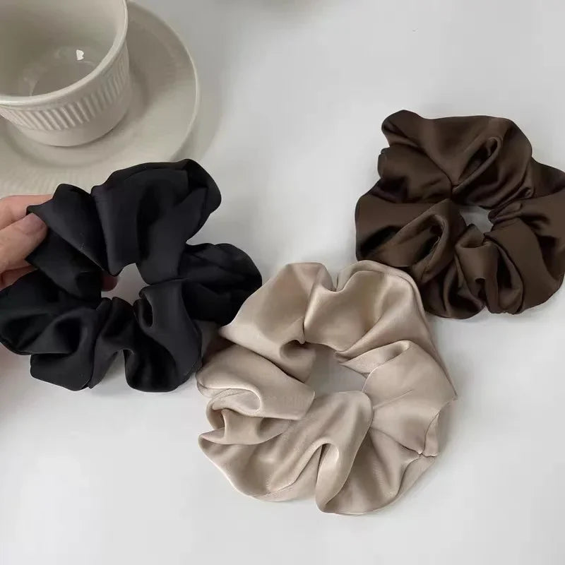 1pcs Women Silk Satin Scrunchies Korean Ladies Girls Elastics Hair Band Ponytail Hold Hair Accessories