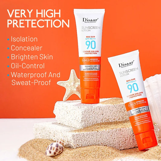 50ml Facial Body Sunscreen Whitening Sun Cream Sunblock Skin Protective Cream Anti-Aging Oil-control Moisturizing SPF 90+++ Face