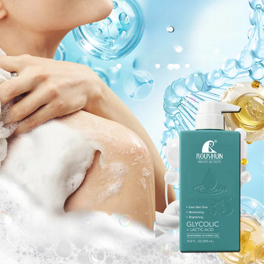 500mlLarge Capacity GLYCOLIC+LACTIC ACID shower gel Smooth and Moisturizing Skincare Hydrating Shower Gel