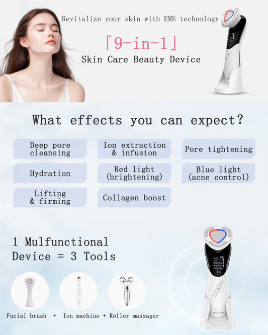 MAXGROOM EMS Facial Massager Face Lifting LED Photon Deep Clean Eye Skin Wrinkle Removing Heat Vibration Skincare Beauty Device
