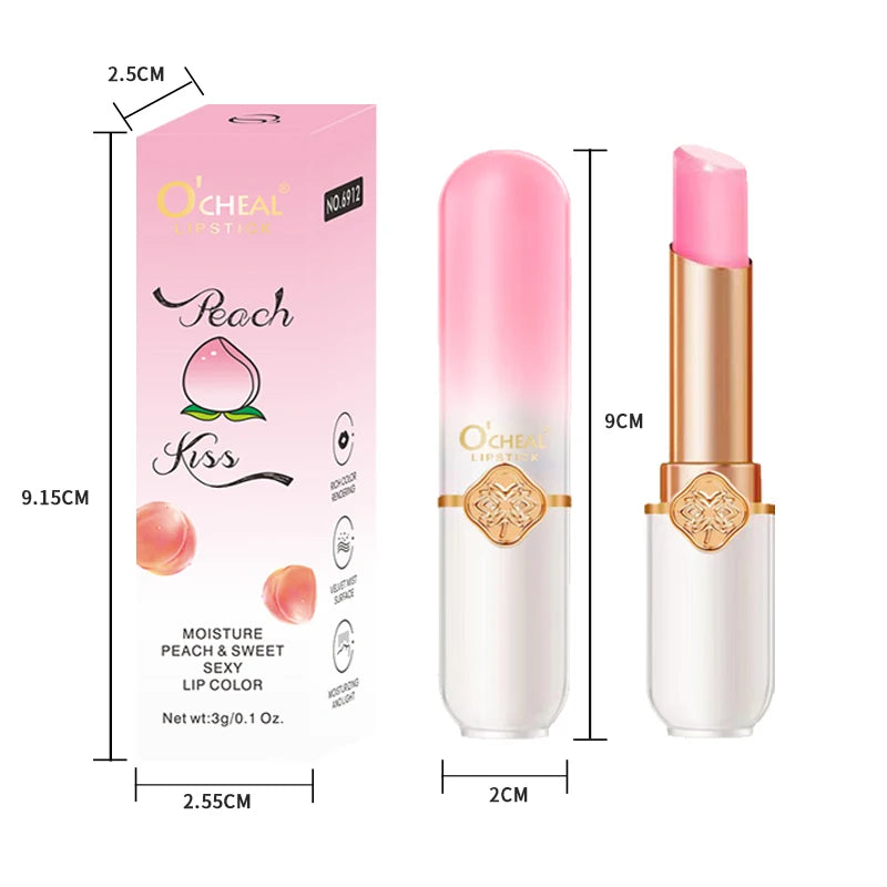OCHEAL Color Changing Lipstick Fruit Lip Balm Moisturizing Waterproof Long Lasting Moisturizing Lip Balm Temperature Changing