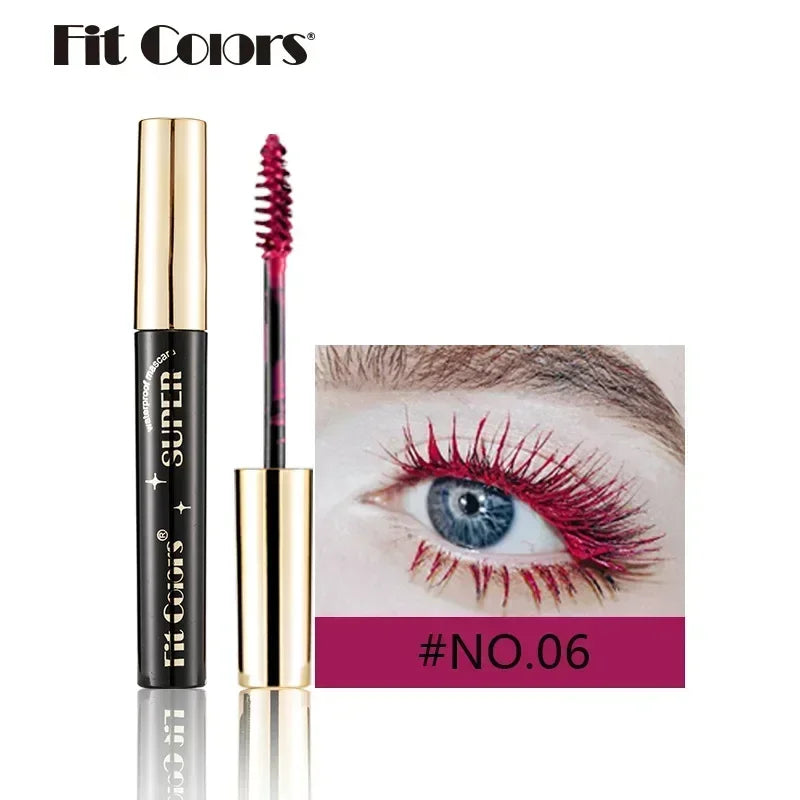 Color Mascara 14 Thick Curl Waterproof Non-smudding Natural Long Lasting Blue White Green Pink Black Eye Makeup