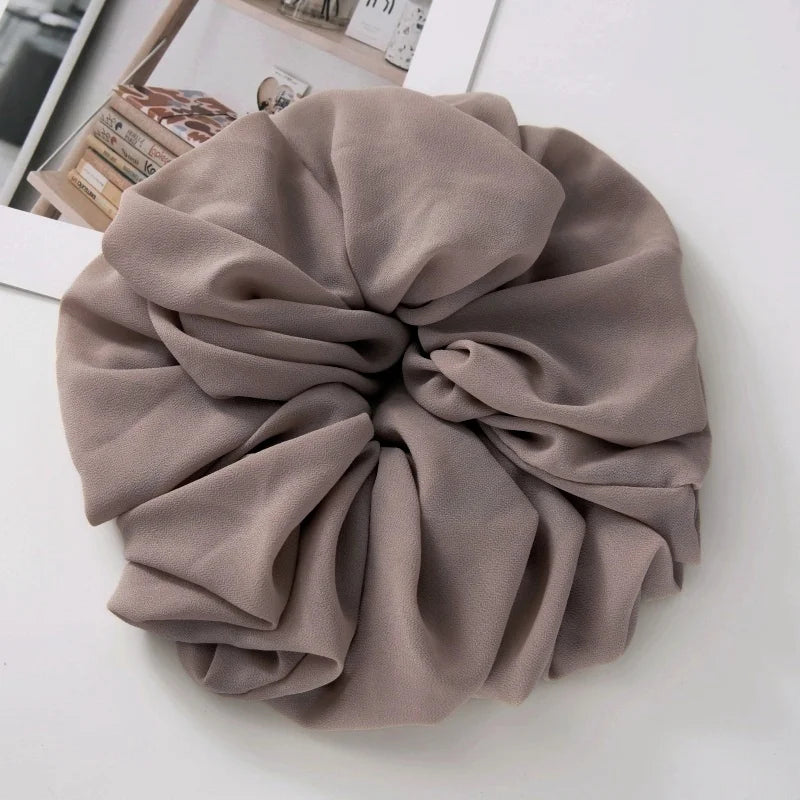 Big Size Chiffon Scrunchies For Muslim Women Custom Elastic Volumizing Oversized Neat stitching Malaysian Bunch Hair Tie