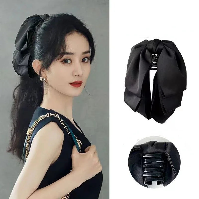 Hot Korean Big Size Bow Hair Clip Claw Clamp Women High Ponytail Barrettes Headwear Girls Women Hair Accessories