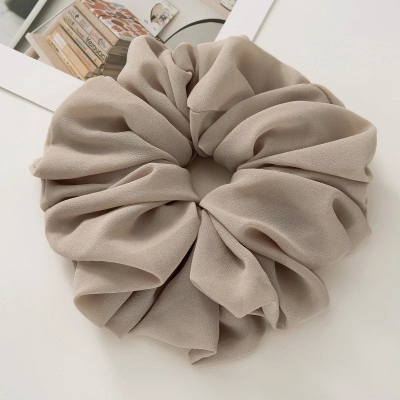 Big Size Chiffon Scrunchies For Muslim Women Custom Elastic Volumizing Oversized Neat stitching Malaysian Bunch Hair Tie