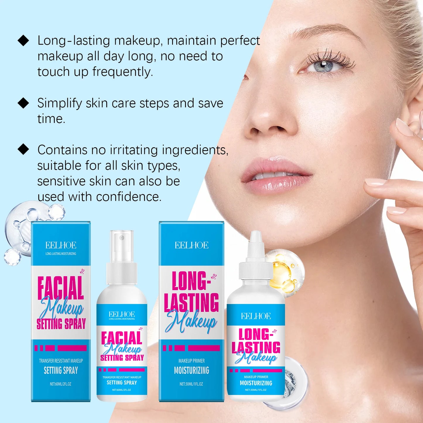 Moisturizing Setting Spray Waterproof Long Lasting Matte Natural Refresh Makeup Primer Oil Control Foundation Finishing Spray