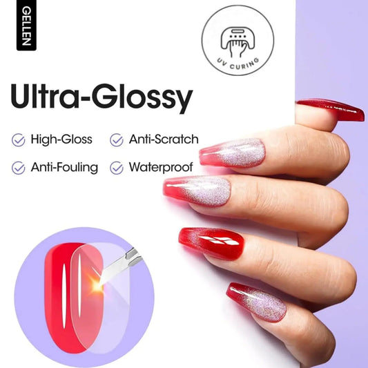 GELLEN Nail Gel Top Coat 18ML Large Bottle Ultra Gloss Superior Shiny Nails Polish Finish Long Lasting Glossy Manicure Art DIY