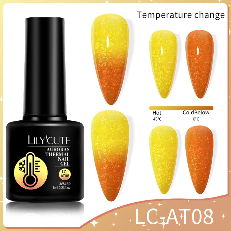 LILYCUTE Thermal Nail Gel Polish 3 Layers Temperature Shiny Color Changing Series Semi Permanent Soak Off UV Nail Gels Polish