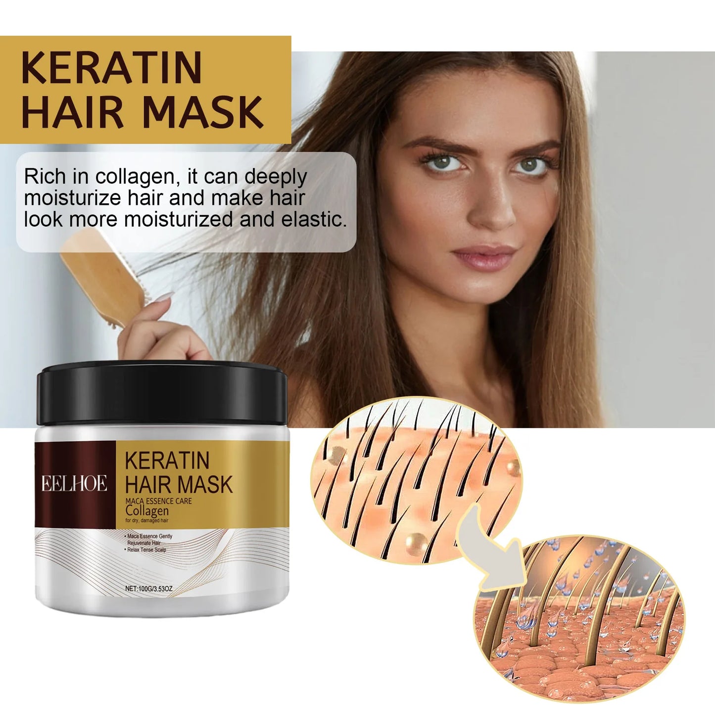 Keratin Hair Mask Improve Hair Quality Deeply Moisturize Hair Repair Damaged Hair Prevent Drying Out Tangling Nursing Hair Mask