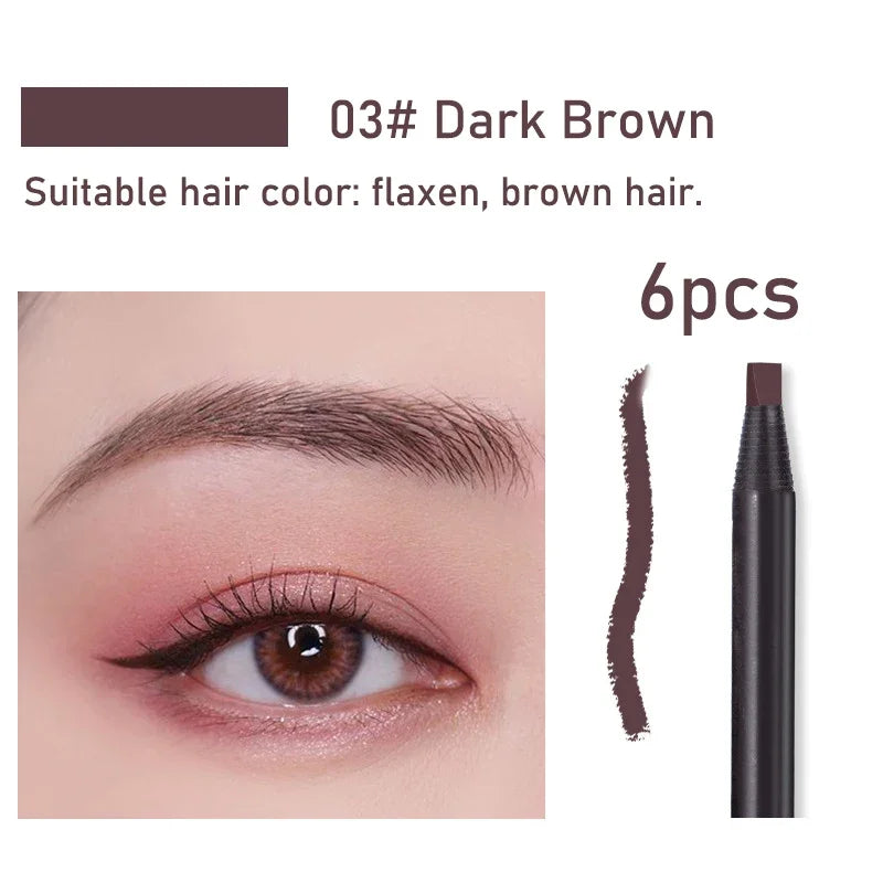 HAOZHUANG Waterproof Long-Lasting Eyebrow Pencil with Soft Brush – Smudge-Proof Daily Eyebrow Makeup Tool