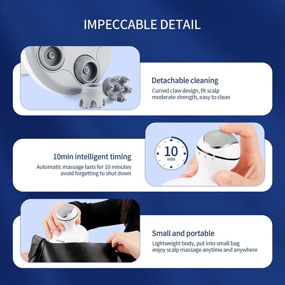 Waterproof Electric Head Massager Scalp Massage Comb Hair Cleaning Brush Body Deep Tissue Kneading Vibration Roller Scratcher