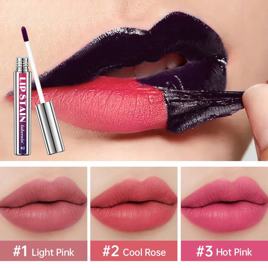 3Color Metallic Lip Stain Peel Off Long Lasting Waterproof Pink Lip Tint Proof Natural No Fading Lip Gloss Cosmetic Women's Gift