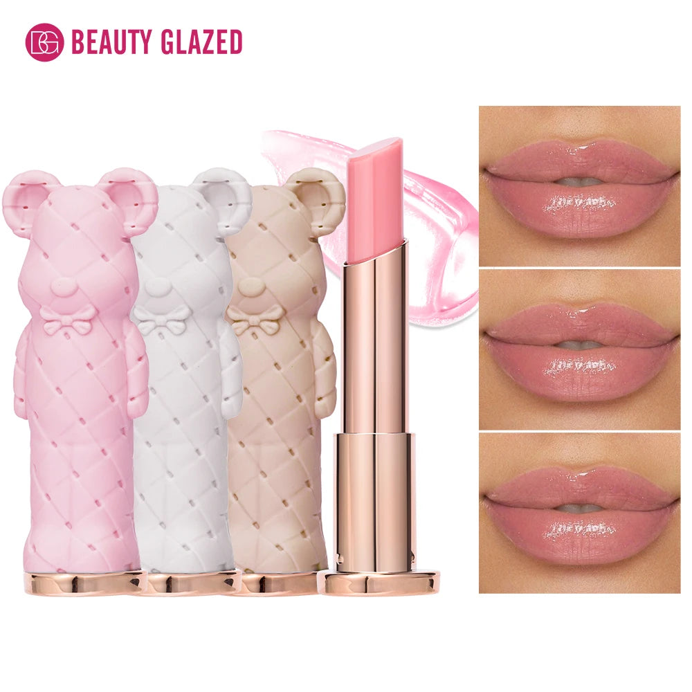 Beauty Glazed Bear Moisturizing Lipstick – Colored Lip Balm, Nourishing Lipstick, Easy-to-Apply Watery Lip Makeup