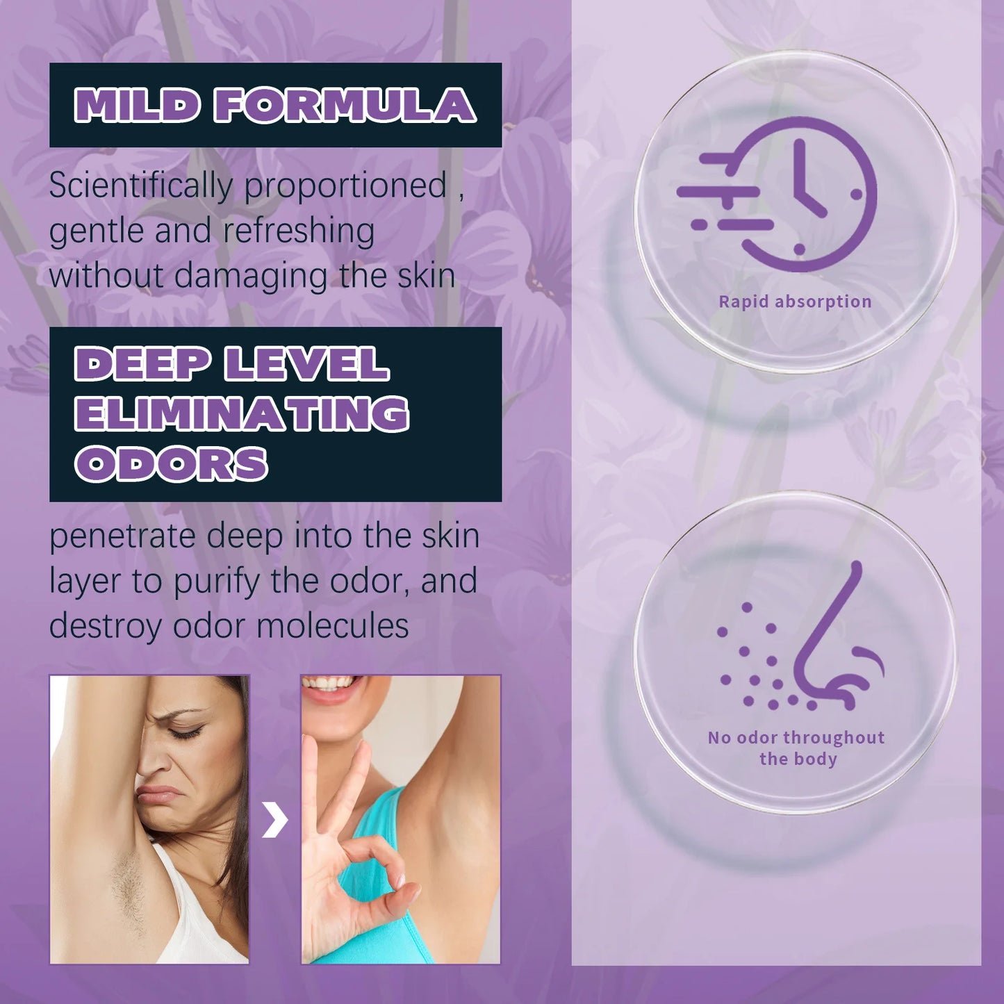 Whole Body Deodorant Stick 72 Hour Odor Control Long-Lasting Fragrance Armpit Odor Remove Sweat Refreshing Antiperspirant Stick