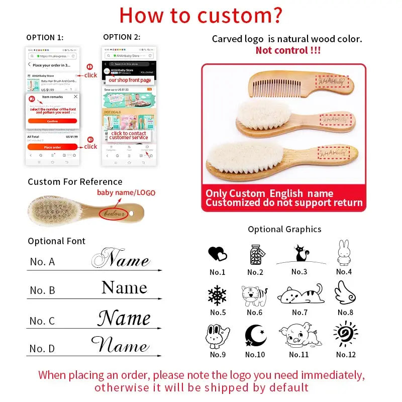 BOOMSLIFE Soft Boar Bristle Hair Brush Women Custom Scalp Massage Detangle HairbrushOak Wood Comb for Hair Barber Accessories