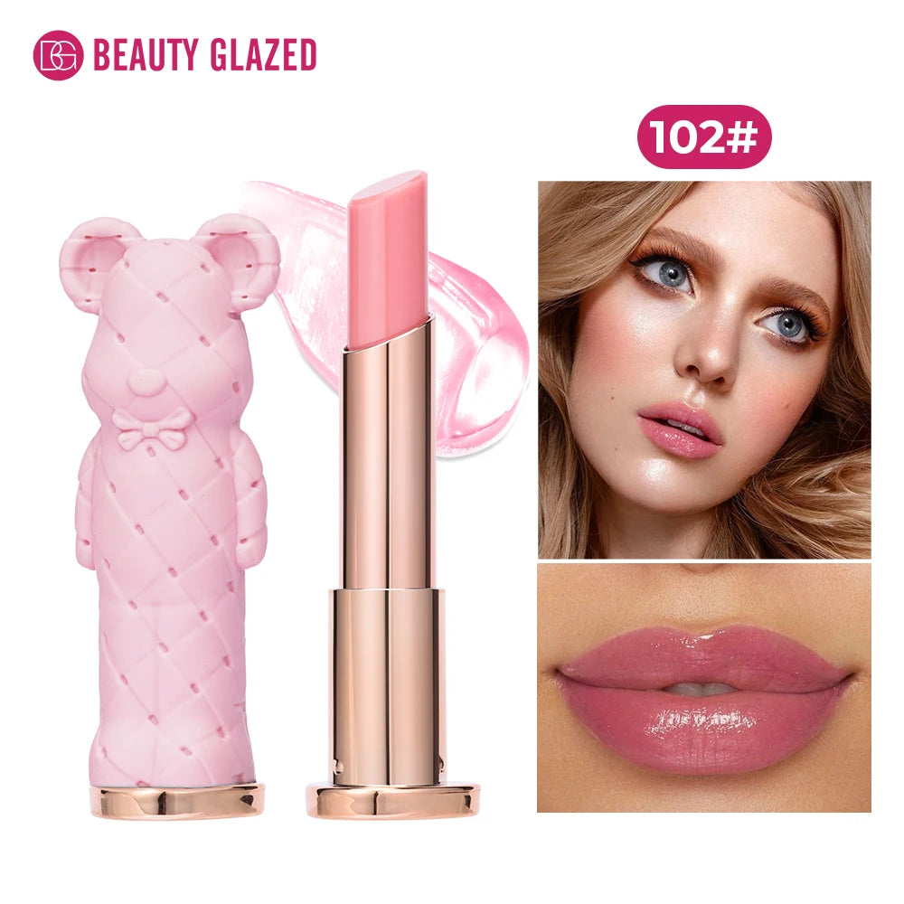 Beauty Glazed Bear Moisturizing Lipstick – Colored Lip Balm, Nourishing Lipstick, Easy-to-Apply Watery Lip Makeup