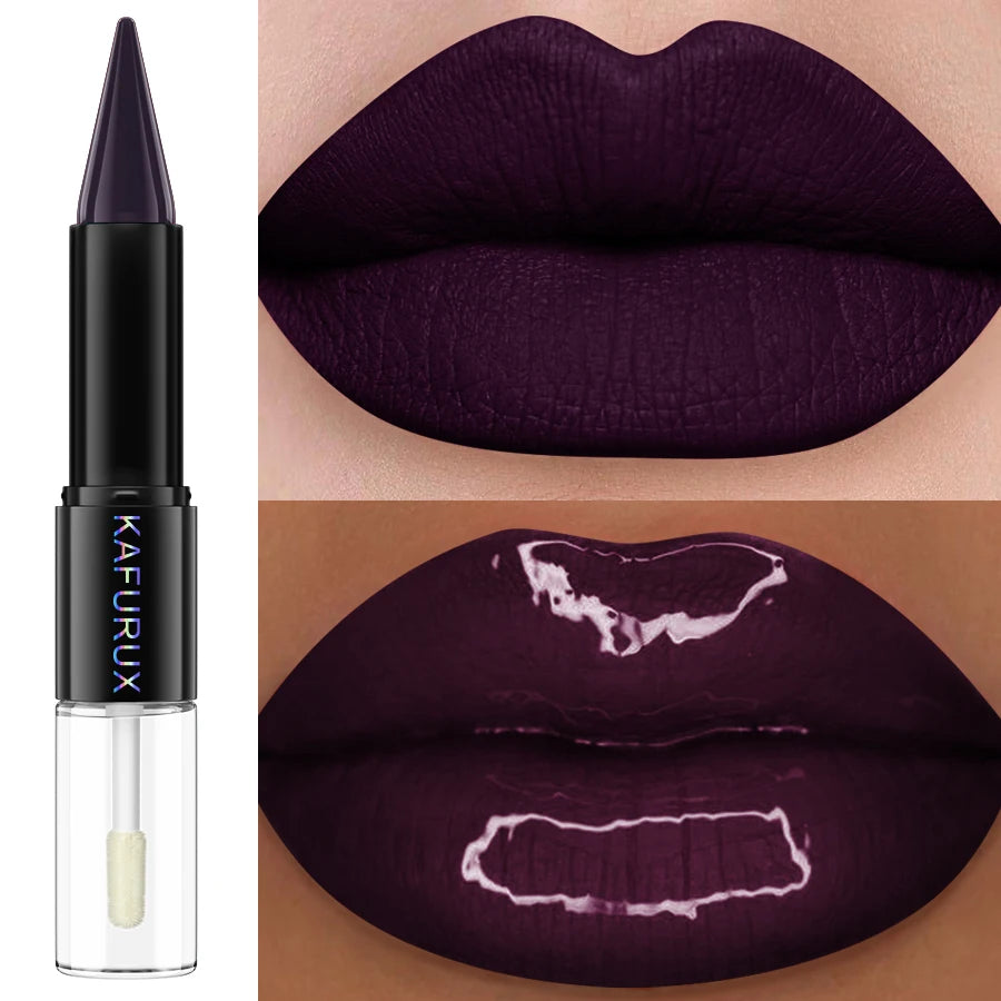 1PC Waterproof 2 In 1 Double Head Lipstick Lip Coat Set Long Lasting Coat 24HR Makeup Gifts Lip Tint Plumper Lip Oil Lip Glaze