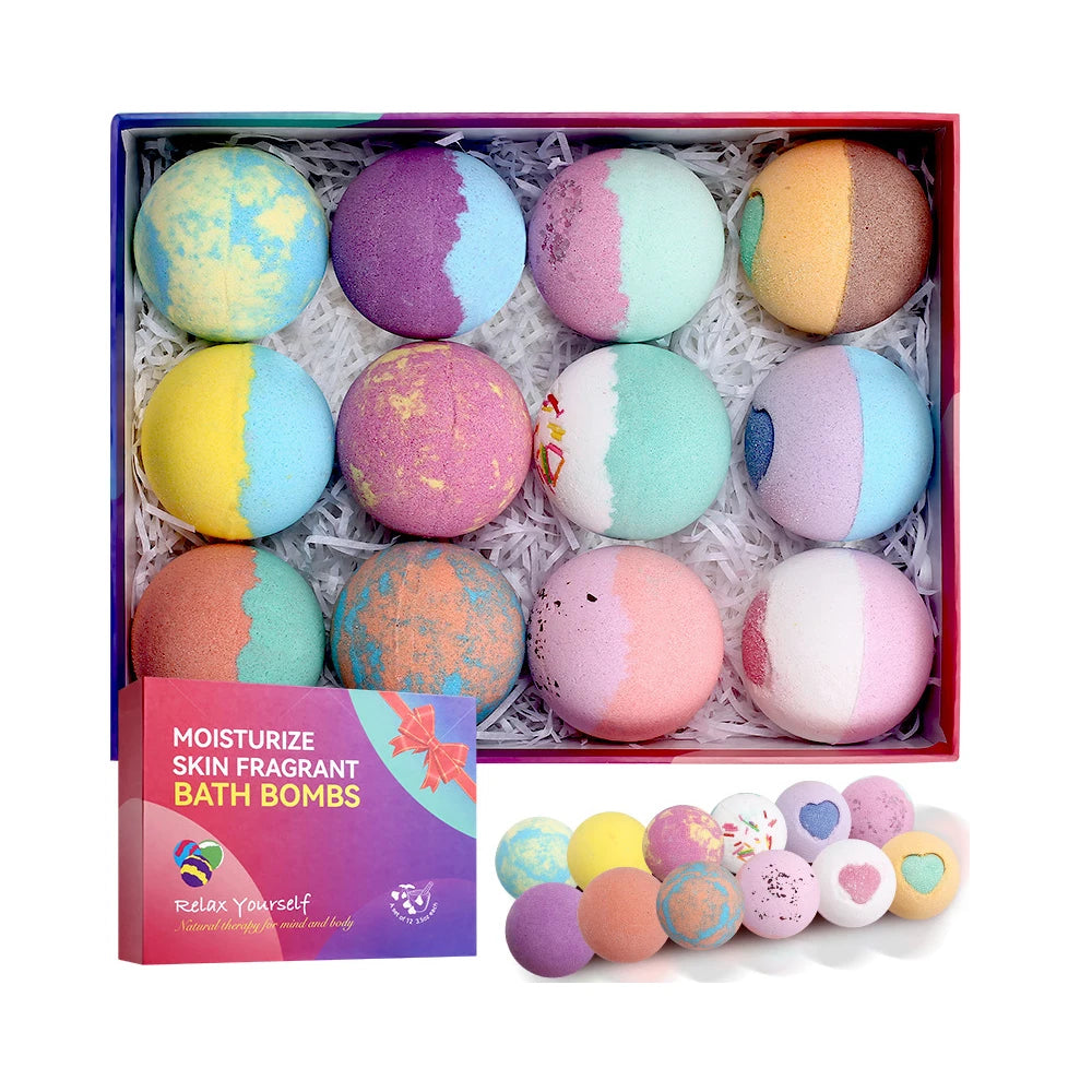 Bath Bombs for Women Gift Set 12pcs Natural Wonderful Fizz Effect for Bubble & Spa Amazing Gift for Wife, Girlfriend, Mother
