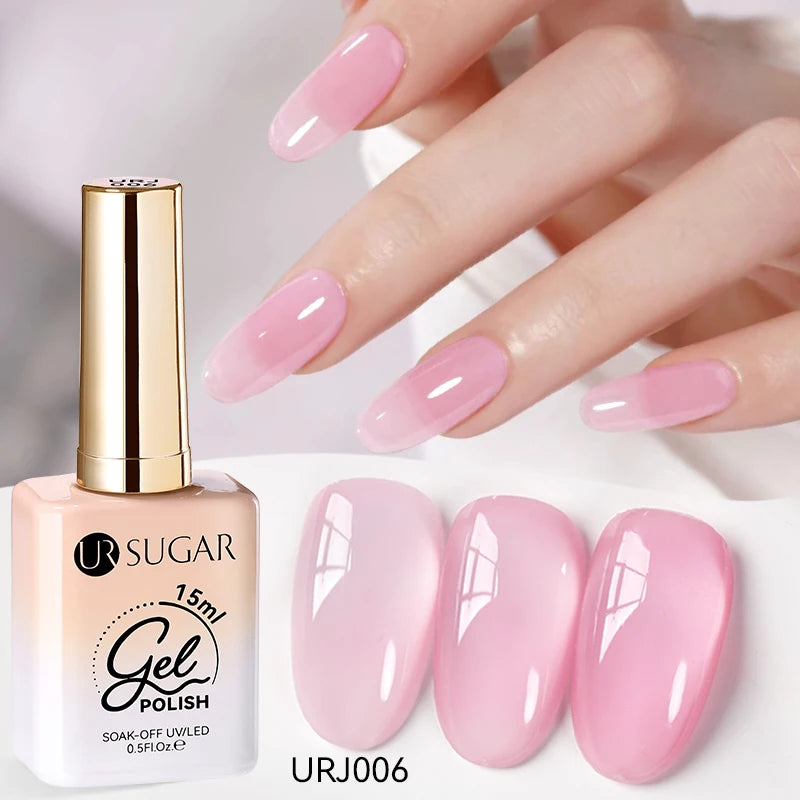 UR SUGAR 15ml Jelly Nude Gel Nail Polish Light Pink Translucent Color Soak Off UV LED Gel Varnish Nail Art DIY Fashion Manicure