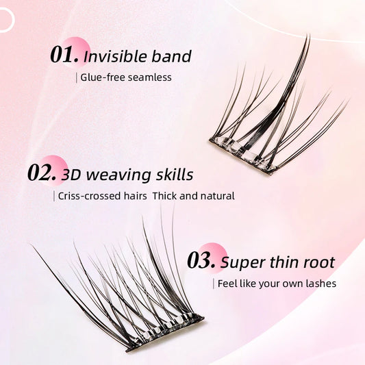 Yelix Self-adhesive Glue Free False Eyelashes Reusable DIY Segmented DIY Lashes Clusters No Glue Needed Natural Soft Lashes